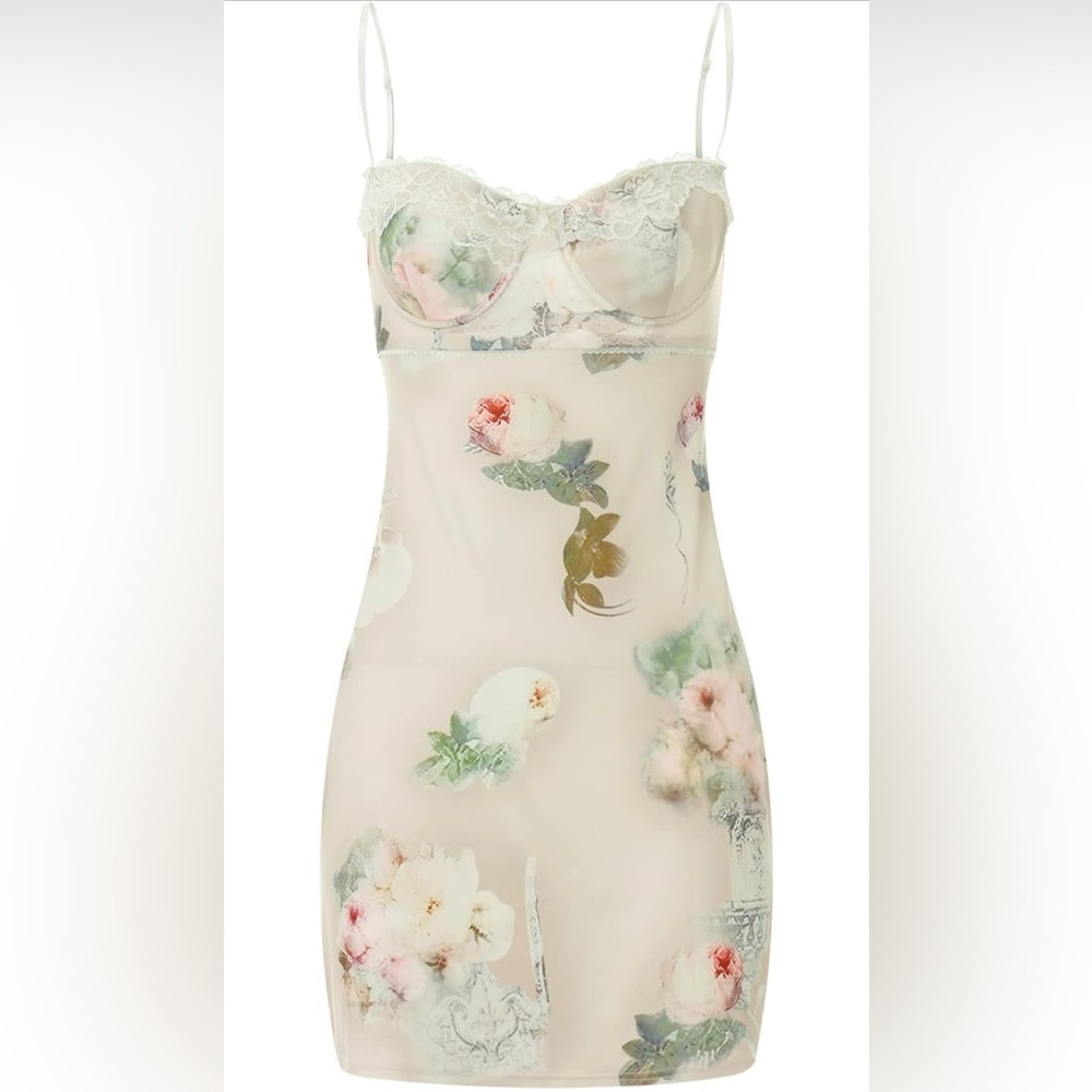 Women Spaghetti Strap Y2k Bodycon Mini Dress Sleeveless Size Small